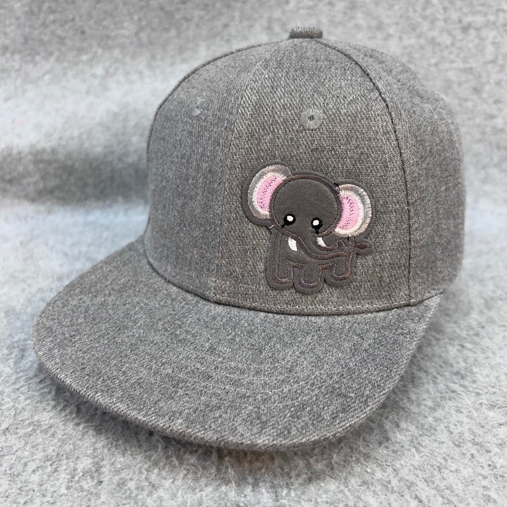 Elephant Kids Gray Unbranded Snapback Hat Flat Brim Adjustable Cap Size 50